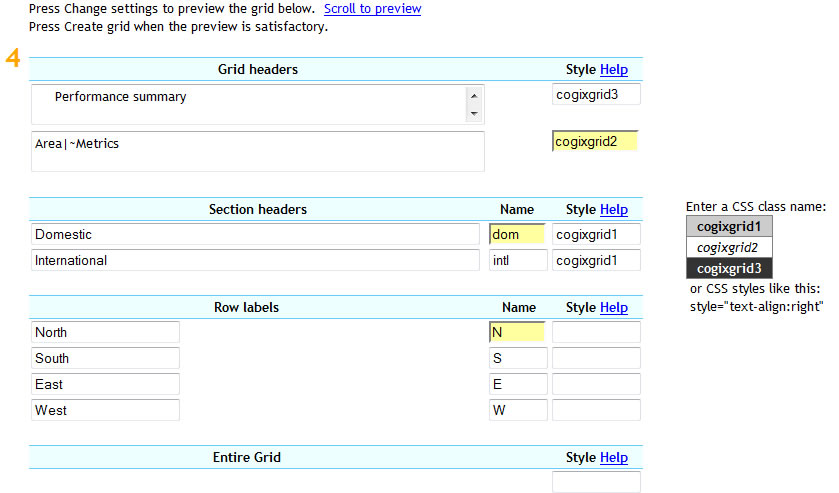 Grid headers